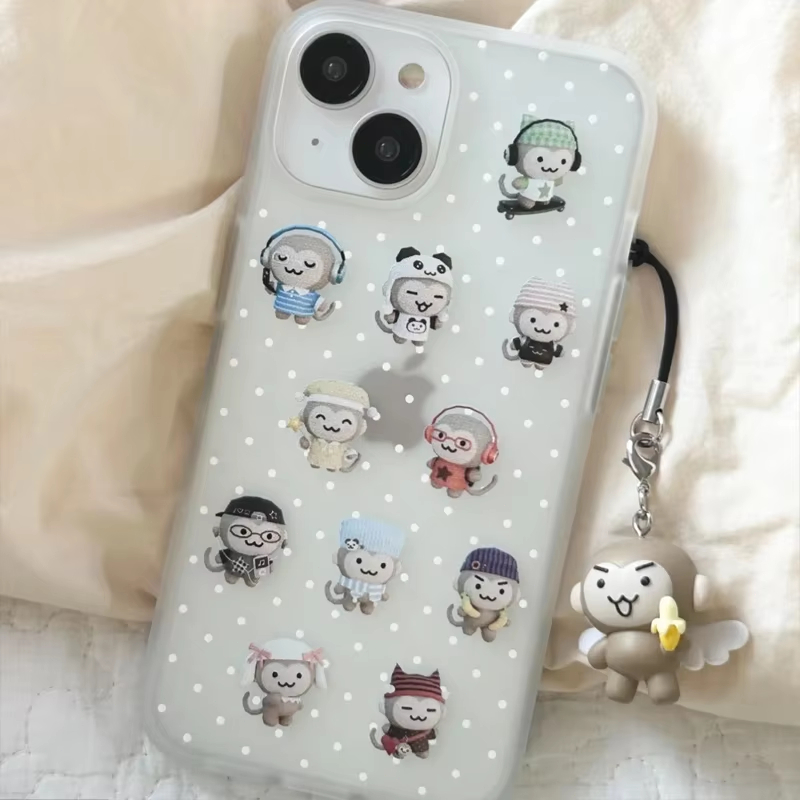 Phone Cases Polka Dot - Semplice Custodia per Telefono con Scimmietta