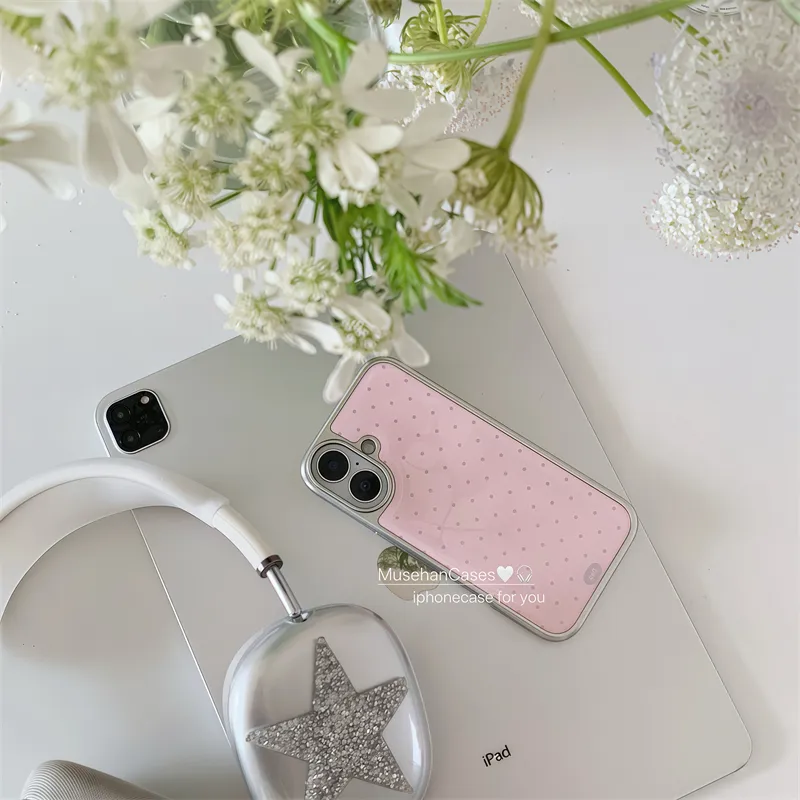 Coreano ins Crema Rosa Polka D - Phone Cases Korean recensione e prezzo